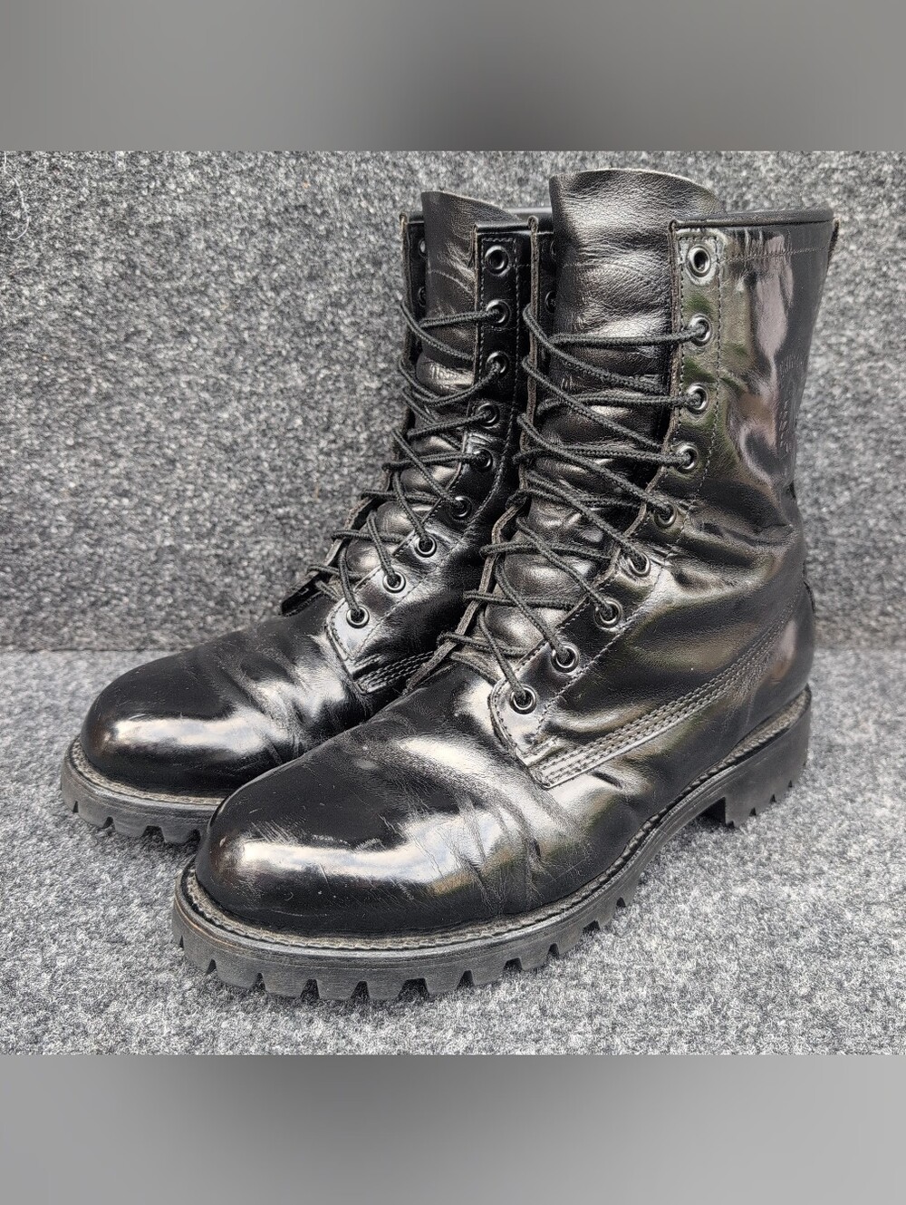 Vtg Chippewa Ruttman Boots 9.5D Black Leather 9.5in Combat Military Lace Up USA